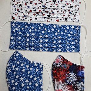 Family of patriotic 2 Layer Cloth Facial Masks